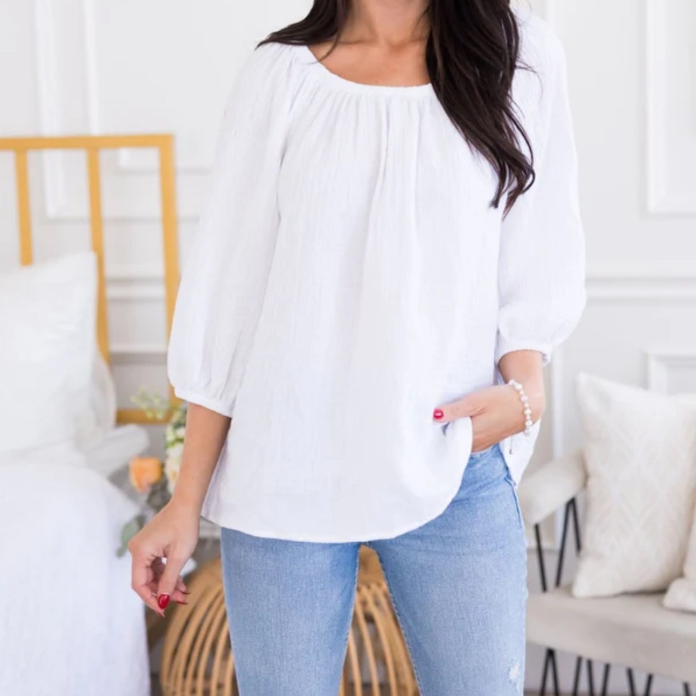 Star Vixen White Balloon Sleeve Top 1X